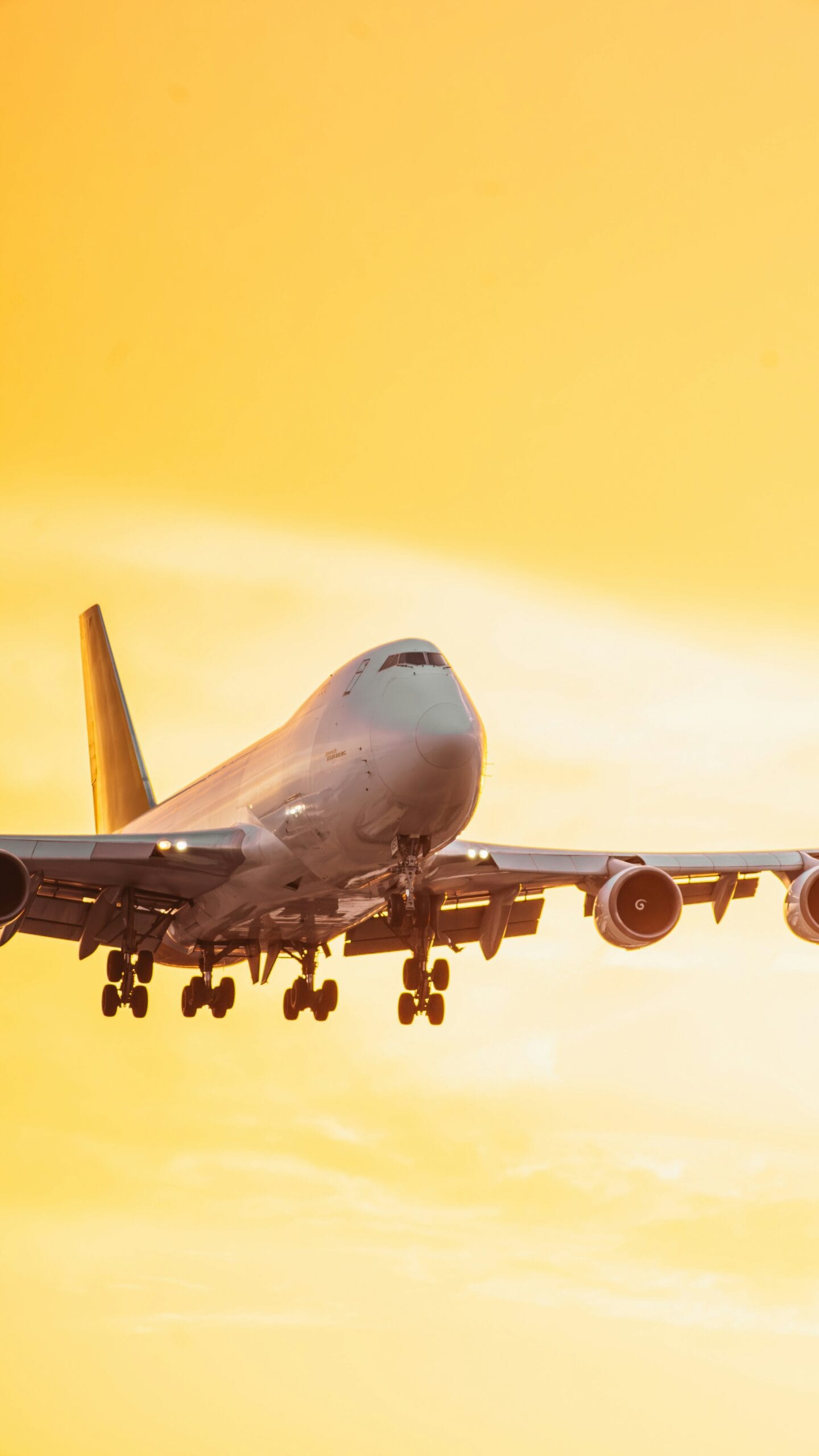 Cargo aircraft loading at sunset