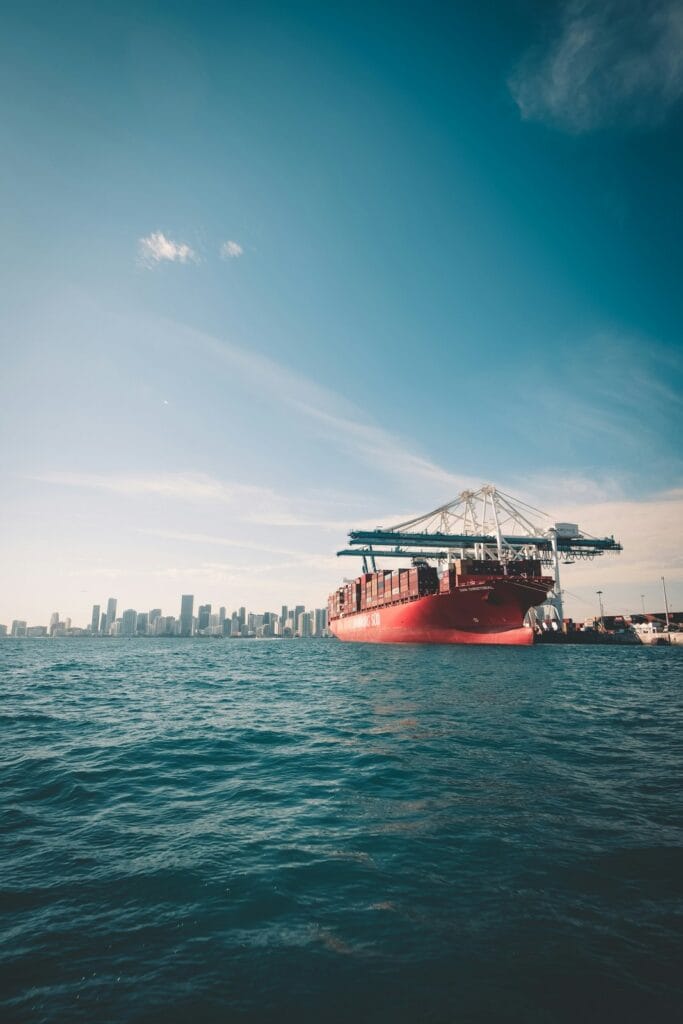 Container ship loading at the Port of Miami